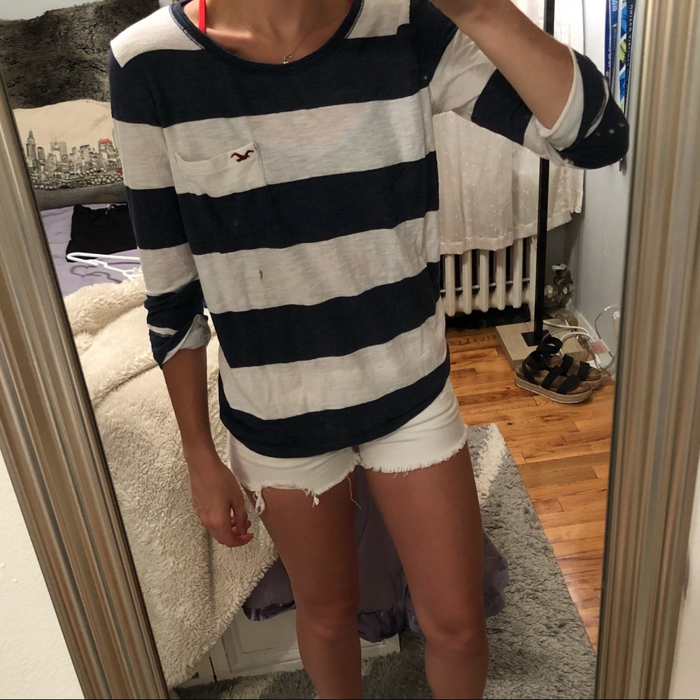 Hollister Quarter Length Striped Tee